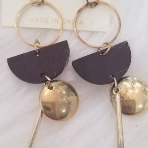 Jewelry - Dark brown wood gold toned metal earrings Jewelry - Dark brown wood gold toned metal earrings